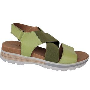 Paula Urban Bangla Sandal - Kiwi Green & Tan Size 6.5 Style  7-73